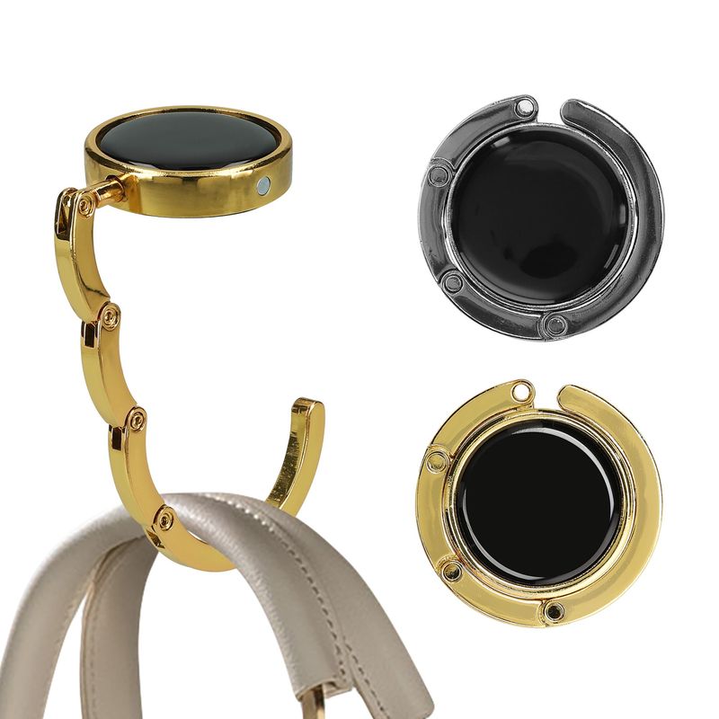 Casa si Gradina - Mobilier - Feronerie si accesorii mobila - Set 2 carlige de masa pentru geanta Kwmobile, inchidere magnetica, pliabile, anti-alunecare, metal, auriu, gri - Infinity.ro