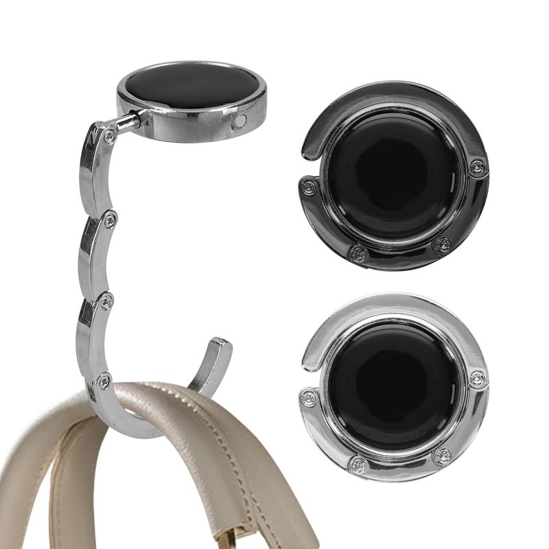 Casa si Gradina - Mobilier - Feronerie si accesorii mobila - Set 2 carlige de masa pentru geanta Kwmobile, inchidere magnetica, pliabile, anti-alunecare, metal, negru, argintiu - Infinity.ro