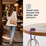 Casa si Gradina - Mobilier - Feronerie si accesorii mobila - Set 2 carlige de masa pentru geanta Kwmobile, inchidere magnetica, pliabile, anti-alunecare, metal, argintiu, mov - Infinity.ro