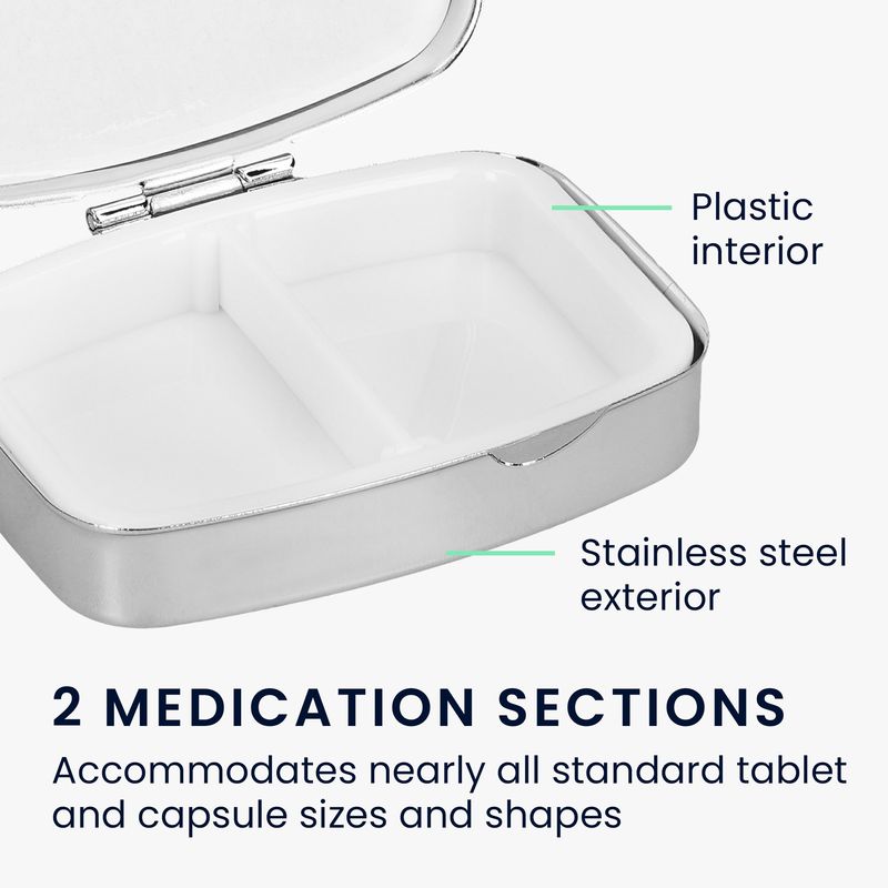 Ingrijire personala si Cosmetice - Sanatate si wellness - Aparate medicale - Accesorii medicale pentru recuperare si tratament - Set 2 organizatoare medicamente Kwmobile, otel inoxidabil, portabile, argintiu si negru - Infinity.ro