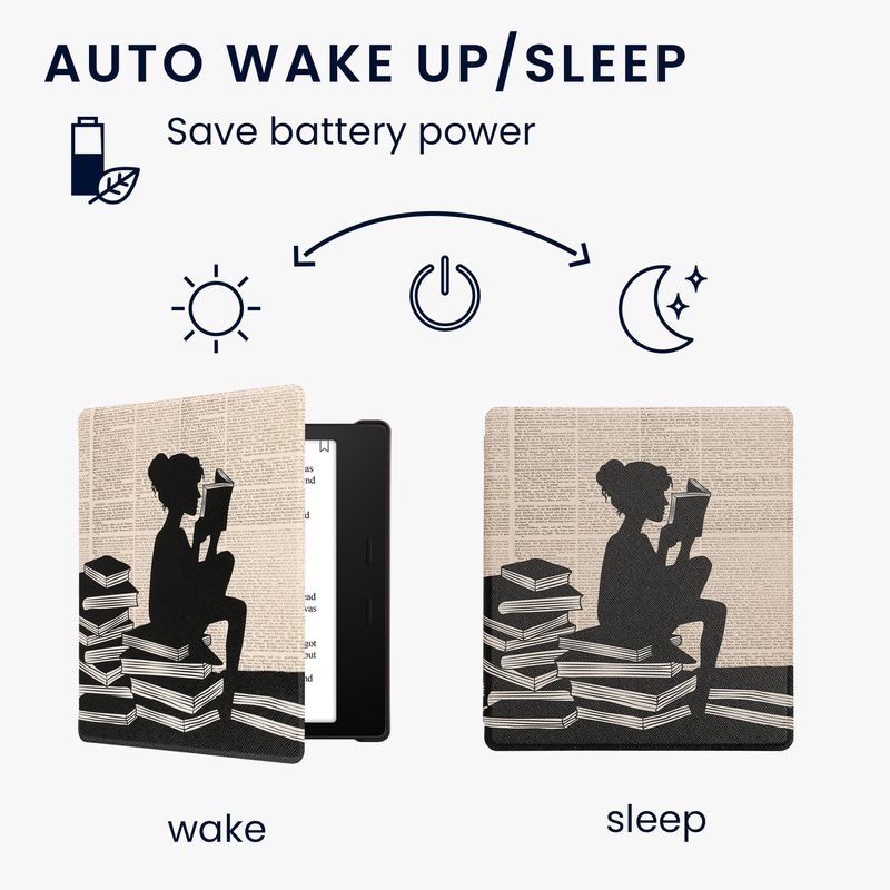 Laptop, Telefoane si Tablete - Ebook reader si accesorii - Accesorii eBook Reader - Husa eBook Kwmobile pentru Amazon Kindle Oasis 3 (2019), inchidere magnetica, Sleep/Wake, piele ecologica, negru, bej - Infinity.ro