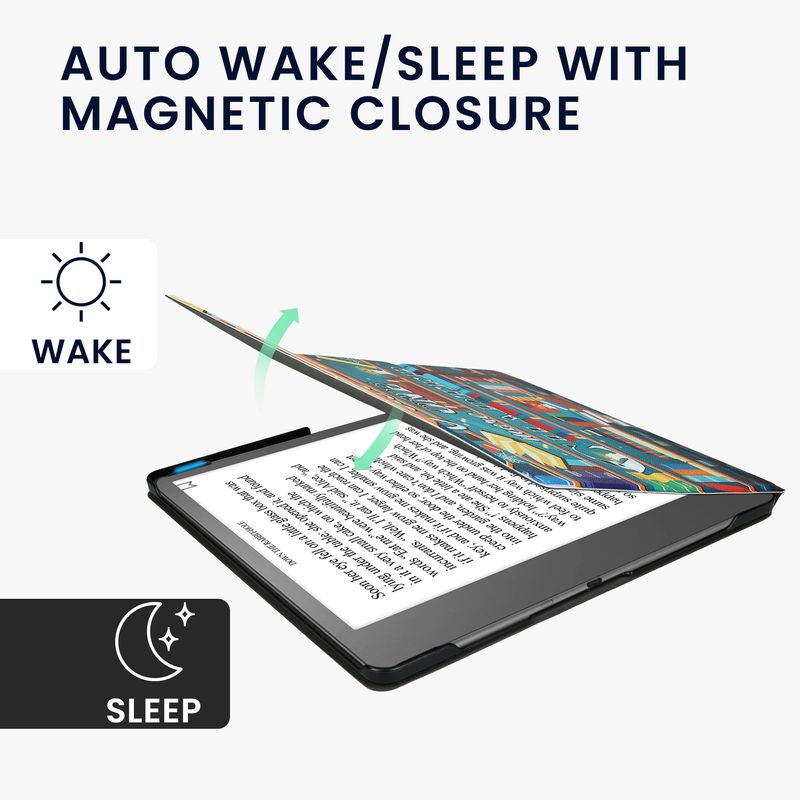 Laptop, Telefoane si Tablete - Ebook reader si accesorii - Accesorii eBook Reader - Husa eBook Kwmobile pentru Amazon Kindle Scribe (2022, 2024), Sleep/Wake, functie stand, piele ecologica, multicolor - Infinity.ro