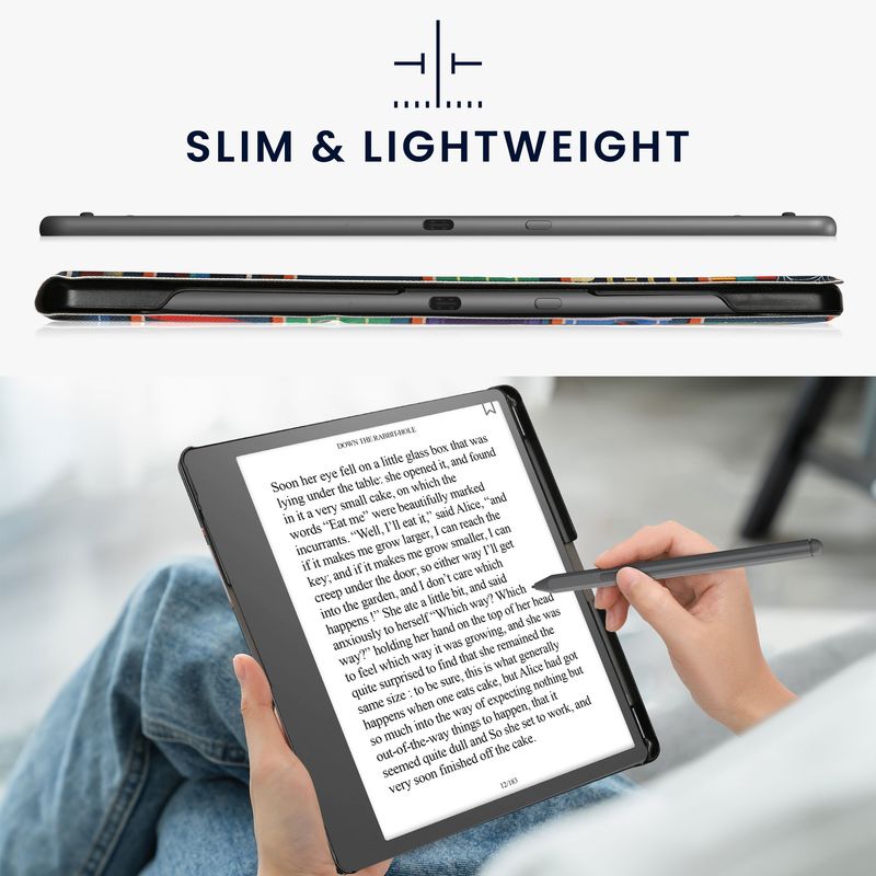 Laptop, Telefoane si Tablete - Ebook reader si accesorii - Accesorii eBook Reader - Husa eBook Kwmobile pentru Amazon Kindle Scribe (2022, 2024), Sleep/Wake, functie stand, piele ecologica, multicolor - Infinity.ro
