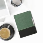 Laptop, Telefoane si Tablete - Ebook reader si accesorii - Accesorii eBook Reader - Husa eBook Kwmobile pentru Kobo Aura Edition 2, inchidere magnetica, Sleep/Wake, piele ecologica, panza, verde, negru - Infinity.ro