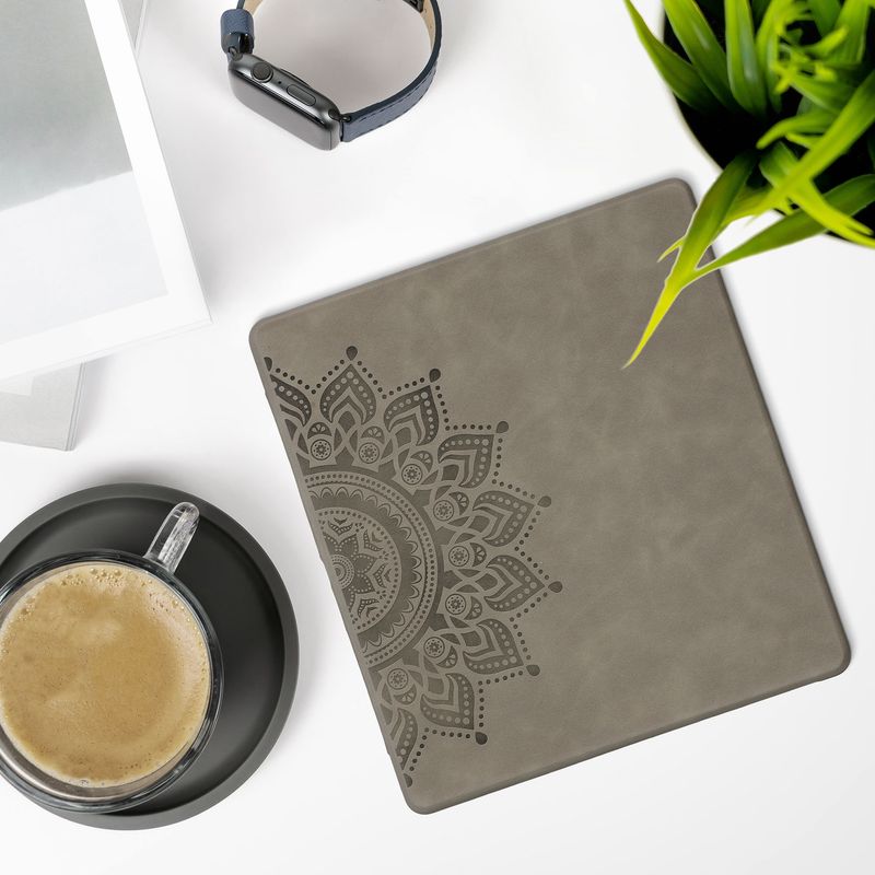 Laptop, Telefoane si Tablete - Ebook reader si accesorii - Accesorii eBook Reader - Husa eBook Kwmobile pentru Amazon Kindle Scribe (2022, 2024), inchidere magnetica, Sleep/Wake, piele ecologica, gri - Infinity.ro