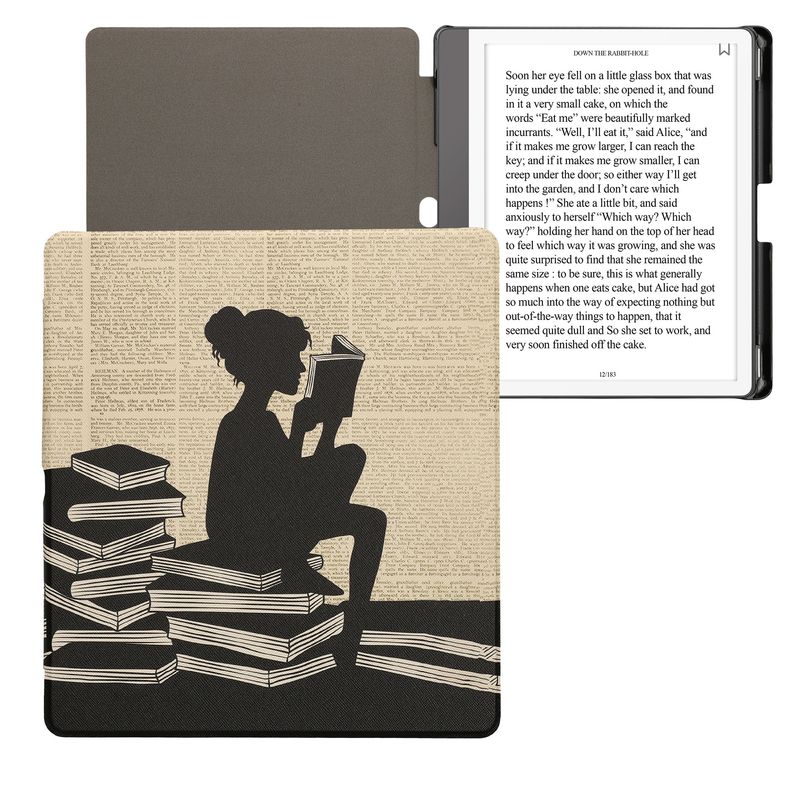 Laptop, Telefoane si Tablete - Ebook reader si accesorii - Accesorii eBook Reader - Husa eBook Kwmobile pentru Amazon Kindle Scribe (2024), inchidere magnetica, Sleep/Wake, piele ecologica, negru, bej - Infinity.ro