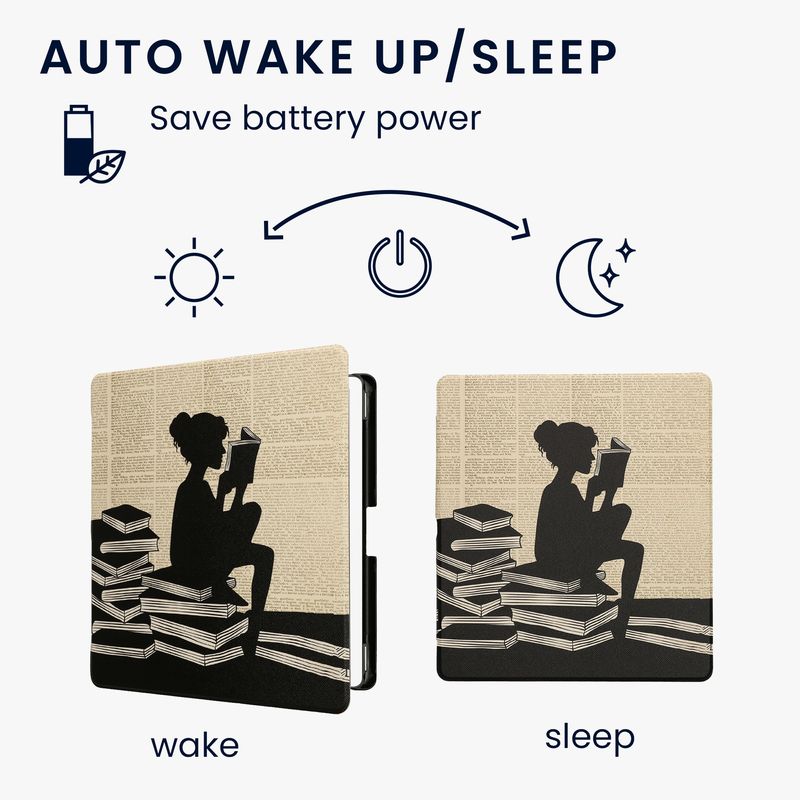 Laptop, Telefoane si Tablete - Ebook reader si accesorii - Accesorii eBook Reader - Husa eBook Kwmobile pentru Amazon Kindle Scribe (2024), inchidere magnetica, Sleep/Wake, piele ecologica, negru, bej - Infinity.ro