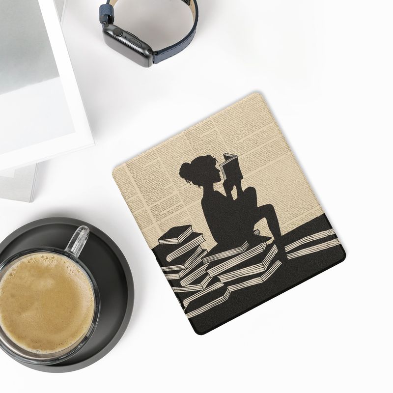 Laptop, Telefoane si Tablete - Ebook reader si accesorii - Accesorii eBook Reader - Husa eBook Kwmobile pentru Amazon Kindle Scribe (2024), inchidere magnetica, Sleep/Wake, piele ecologica, negru, bej - Infinity.ro
