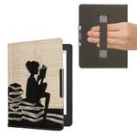 Laptop, Telefoane si Tablete - Ebook reader si accesorii - Accesorii eBook Reader - Husa eBook Kwmobile pentru Kobo Aura H2O Edition 2, inchidere magnetica, Sleep/Wake, piele ecologica, negru, bej - Infinity.ro