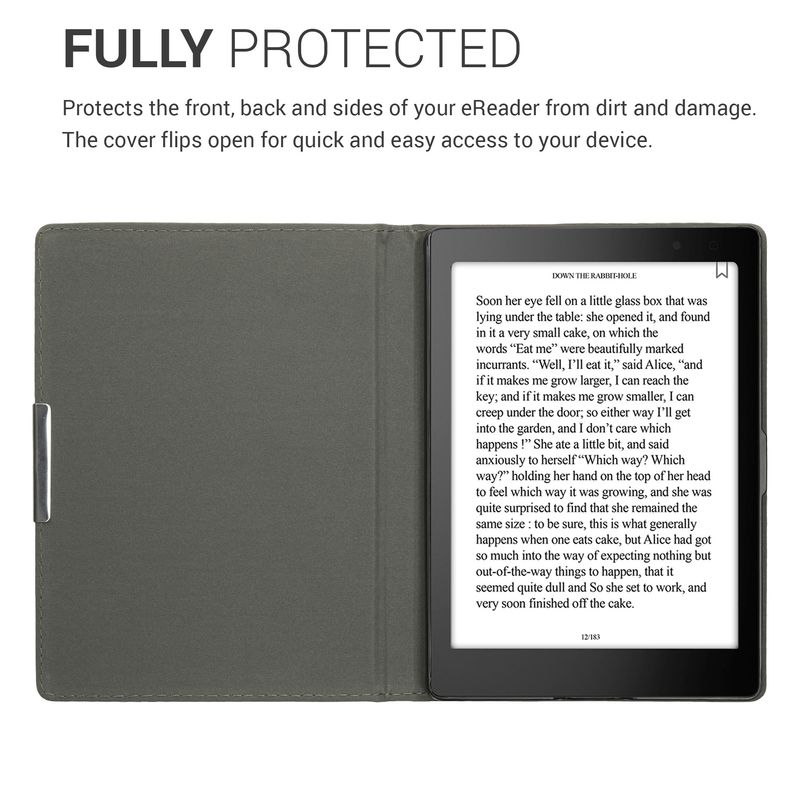 Laptop, Telefoane si Tablete - Ebook reader si accesorii - Accesorii eBook Reader - Husa eBook Kwmobile pentru Kobo Aura ONE, inchidere magnetica, protectie la socuri, piele ecologica, panza, gri, negru - Infinity.ro