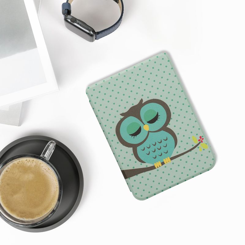 Laptop, Telefoane si Tablete - Ebook reader si accesorii - Accesorii eBook Reader - Husa eBook Kwmobile pentru Kobo Clara BW, Clara Colour, inchidere magnetica, design bufnita, piele ecologica, multicolor - Infinity.ro