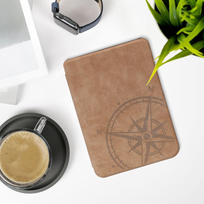 Laptop, Telefoane si Tablete - Ebook reader si accesorii - Accesorii eBook Reader - Husa eBook Kwmobile pentru Kobo Clara BW, Clara Colour, inchidere magnetica, protectie la socuri, piele ecologica, maro - Infinity.ro