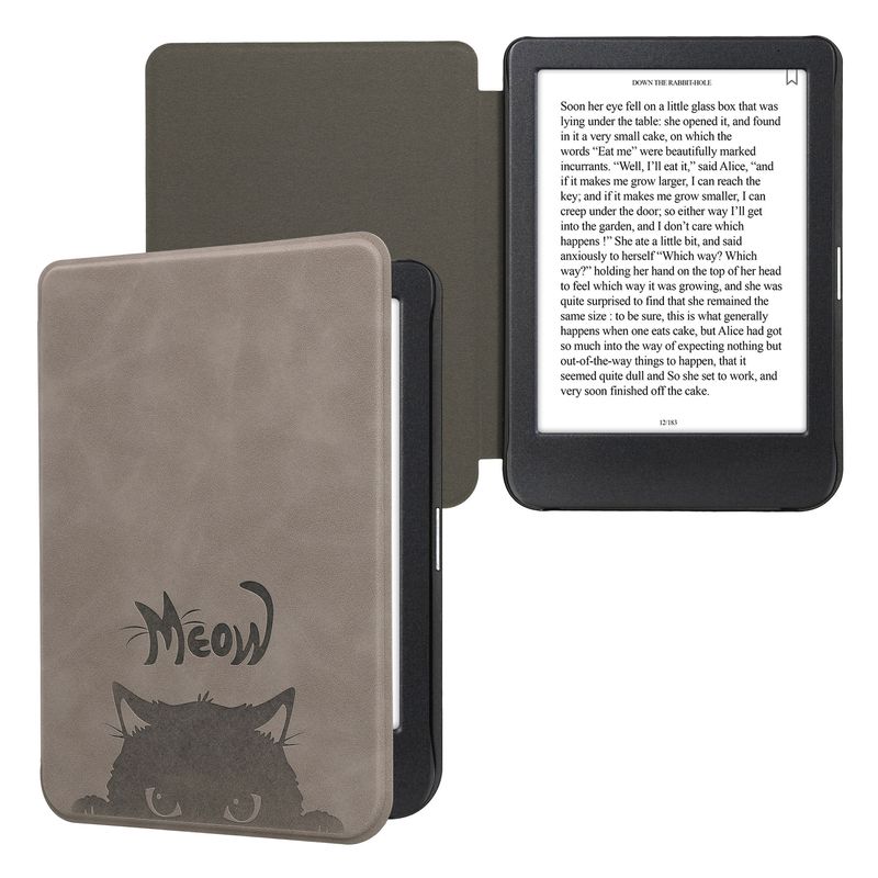 Laptop, Telefoane si Tablete - Ebook reader si accesorii - Accesorii eBook Reader - Husa eBook Kwmobile pentru Kobo Clara BW, Clara Colour, inchidere magnetica, Sleep/Wake, piele ecologica, gri, negru - Infinity.ro