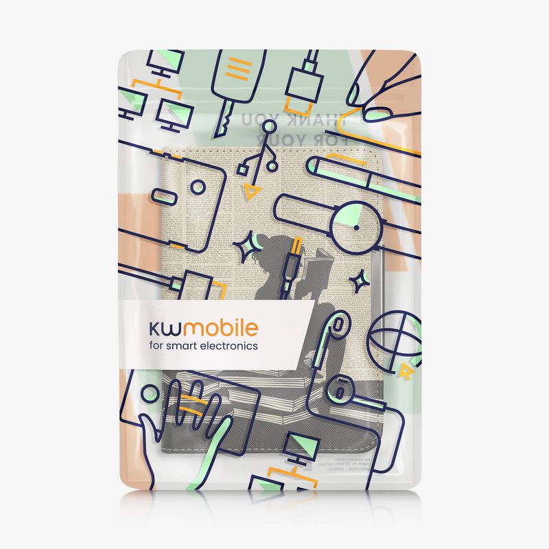 Laptop, Telefoane si Tablete - Ebook reader si accesorii - Accesorii eBook Reader - Husa eBook Kwmobile pentru Kobo Clara BW, Clara Colour, inchidere magnetica, Sleep/Wake, piele ecologica, negru, bej - Infinity.ro