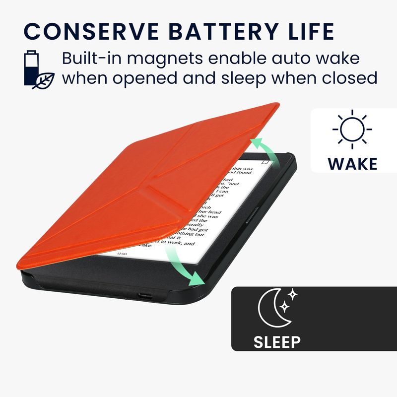 Laptop, Telefoane si Tablete - Ebook reader si accesorii - Accesorii eBook Reader - Husa eBook Kwmobile pentru Kobo Clara BW, Clara Colour, inchidere magnetica, Sleep/Wake, piele ecologica, portocaliu - Infinity.ro