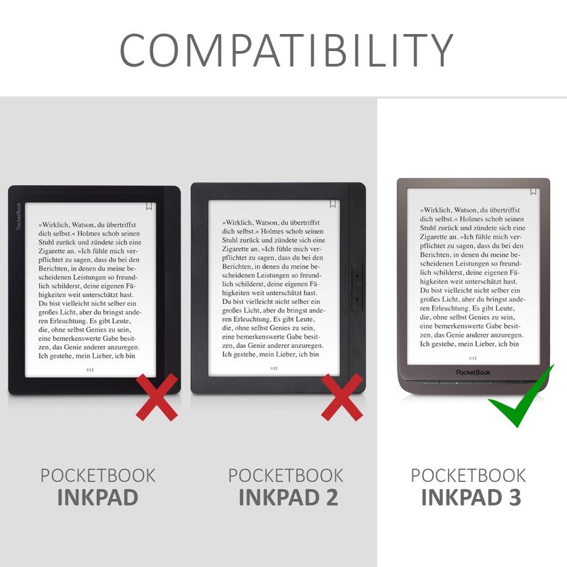 Laptop, Telefoane si Tablete - Ebook reader si accesorii - Accesorii eBook Reader - Husa eBook Kwmobile pentru PocketBook InkPad 3, 3 Pro, Color, Vivlio InkPad 3, inchidere magnetica, textil, gri - Infinity.ro