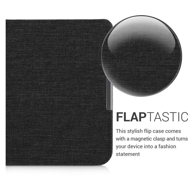 Laptop, Telefoane si Tablete - Ebook reader si accesorii - Accesorii eBook Reader - Husa eBook Kwmobile pentru PocketBook InkPad 3, 3 Pro, Color, Vivlio InkPad 3, inchidere magnetica, textil, gri - Infinity.ro