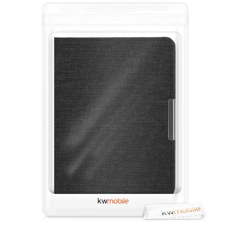 Laptop, Telefoane si Tablete - Ebook reader si accesorii - Accesorii eBook Reader - Husa eBook Kwmobile pentru PocketBook InkPad 3, 3 Pro, Color, Vivlio InkPad 3, inchidere magnetica, textil, gri - Infinity.ro