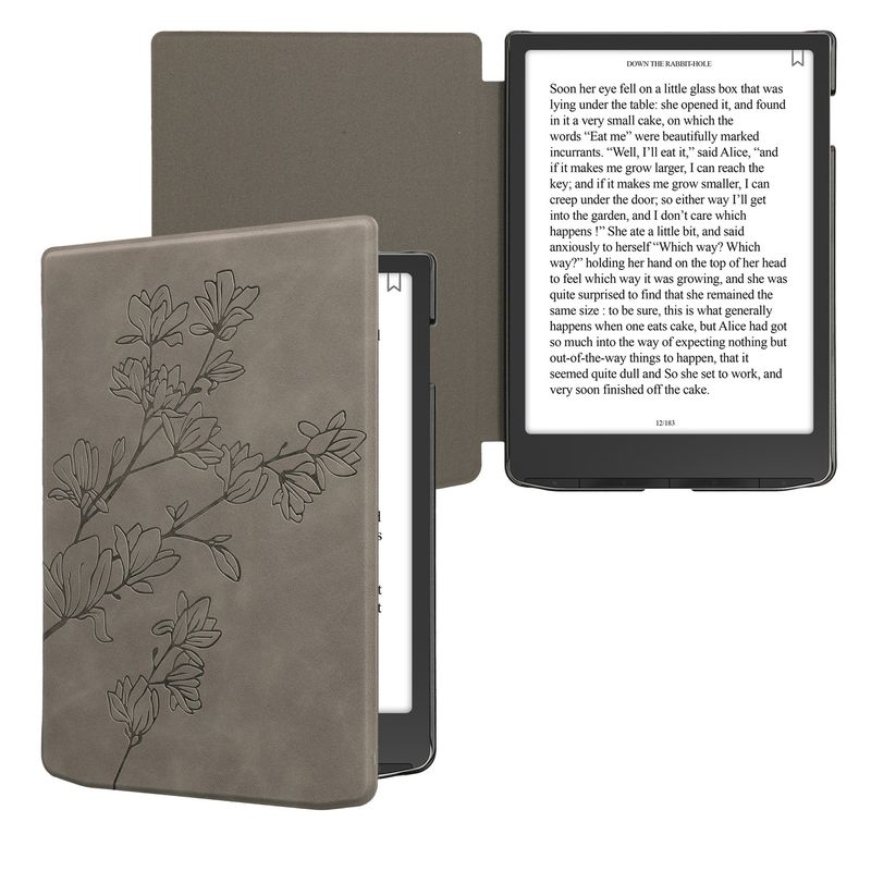 Laptop, Telefoane si Tablete - Ebook reader si accesorii - Accesorii eBook Reader - Husa eBook Kwmobile pentru PocketBook InkPad 4, Color 3, Color 2, Vivlio InkPad 4, Sleep/Wake, piele ecologica, gri - Infinity.ro