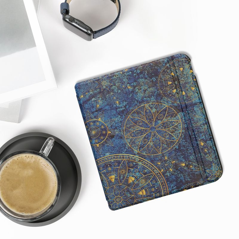 Laptop, Telefoane si Tablete - Ebook reader si accesorii - Accesorii eBook Reader - Husa eBook Kwmobile pentru Kobo Libra Colour, inchidere magnetica, Sleep/Wake, piele ecologica, galben, albastru - Infinity.ro