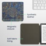 Laptop, Telefoane si Tablete - Ebook reader si accesorii - Accesorii eBook Reader - Husa eBook Kwmobile pentru Kobo Libra Colour, inchidere magnetica, Sleep/Wake, piele ecologica, galben, albastru - Infinity.ro