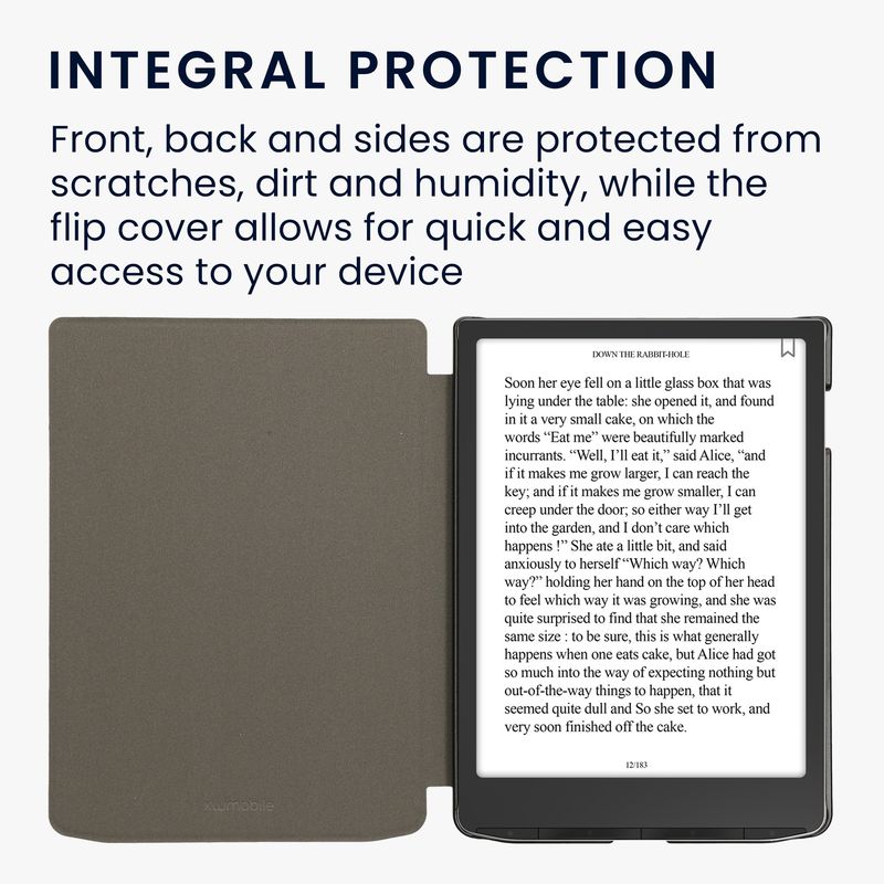 Laptop, Telefoane si Tablete - Ebook reader si accesorii - Accesorii eBook Reader - Husa eBook Kwmobile pentru PocketBook InkPad 4, Color 3, Color 2, Vivlio InkPad 4, Sleep/Wake, piele ecologica, gri - Infinity.ro