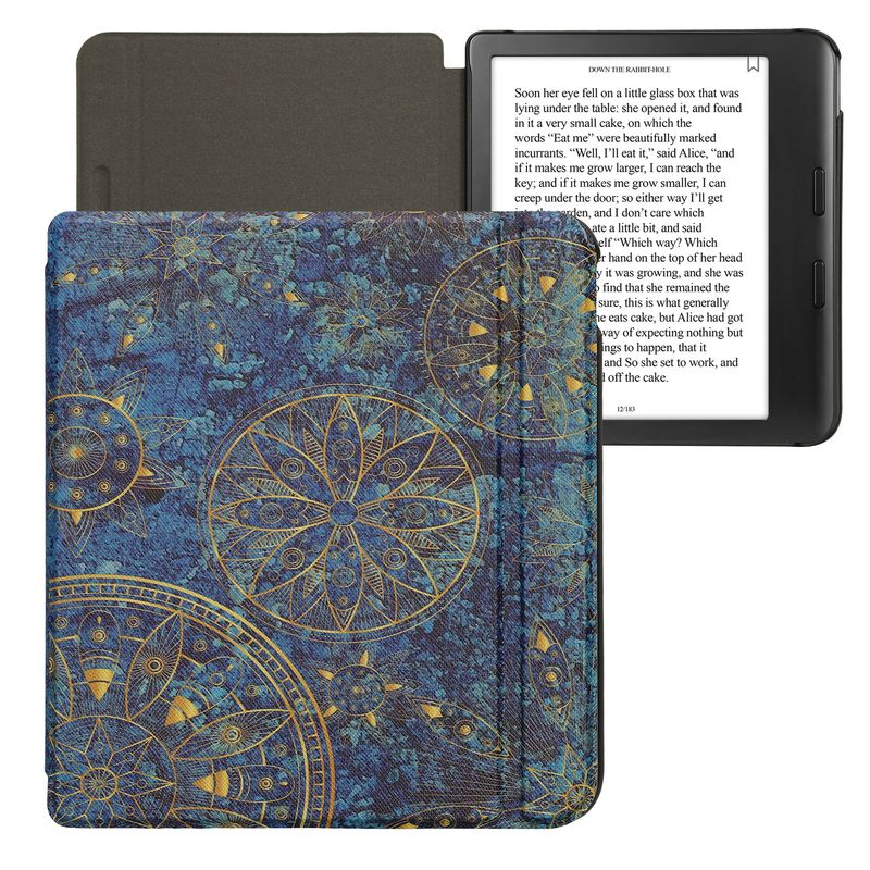 Laptop, Telefoane si Tablete - Ebook reader si accesorii - Accesorii eBook Reader - Husa eBook Kwmobile pentru Kobo Libra Colour, inchidere magnetica, Sleep/Wake, piele ecologica, galben, albastru - Infinity.ro