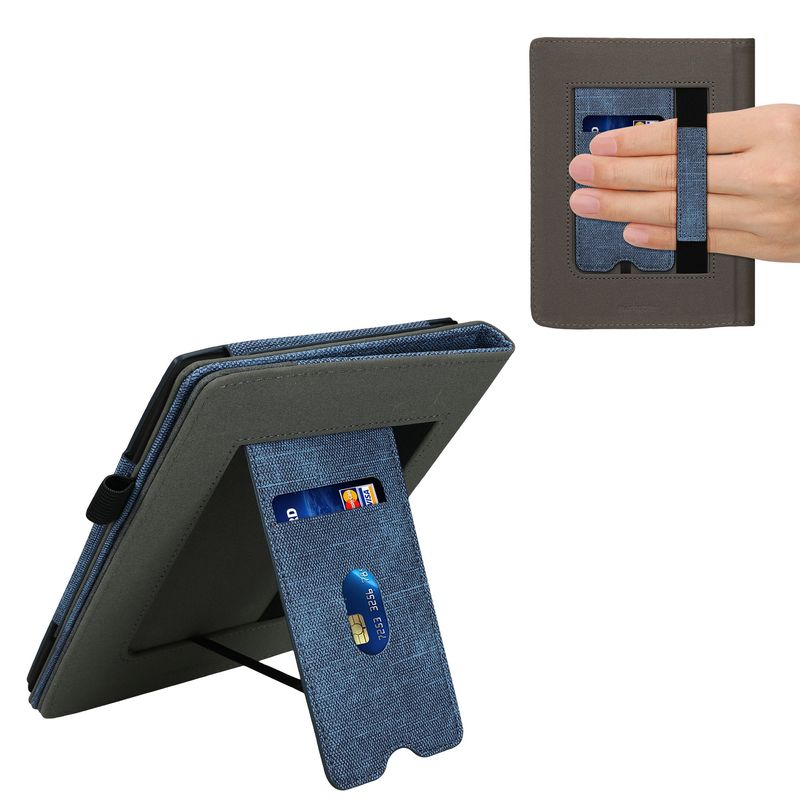 Laptop, Telefoane si Tablete - Ebook reader si accesorii - Accesorii eBook Reader - Husa eBook Kwmobile pentru PocketBook InkPad 4, Color 3, Color 2, Vivlio InkPad 4, piele ecologica, albastru, gri - Infinity.ro
