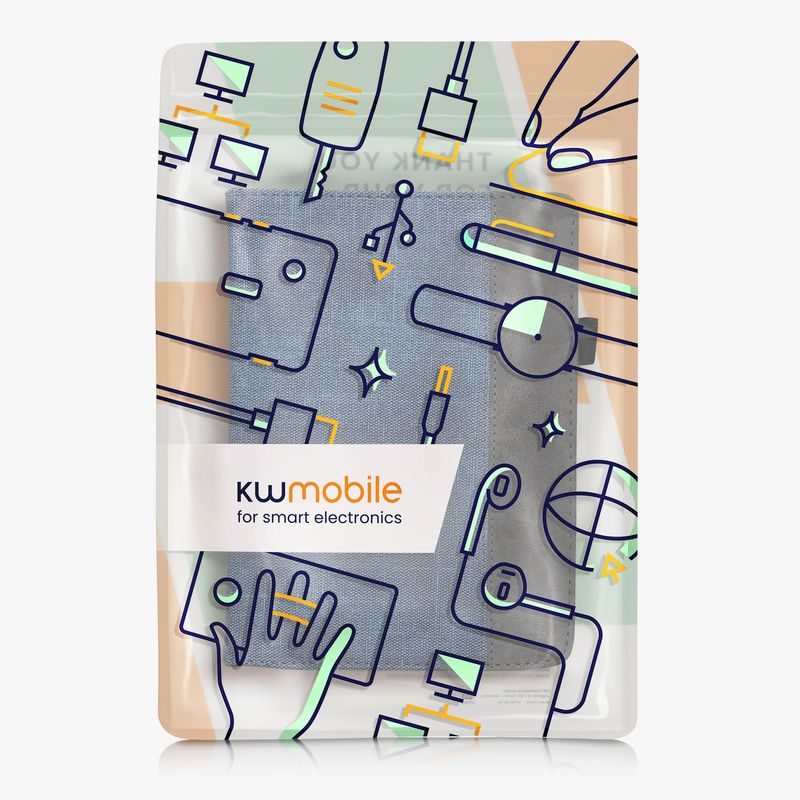 Laptop, Telefoane si Tablete - Ebook reader si accesorii - Accesorii eBook Reader - Husa eBook Kwmobile pentru PocketBook InkPad 4, Color 3, Color 2, Vivlio InkPad 4, piele ecologica, albastru, gri - Infinity.ro
