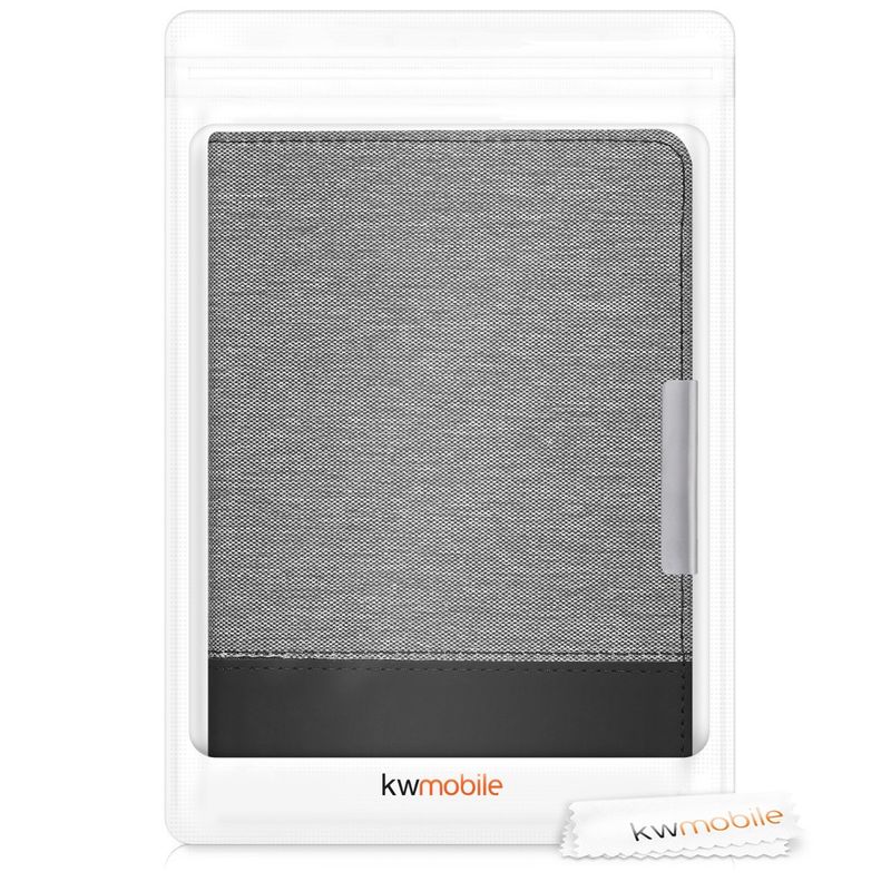 Laptop, Telefoane si Tablete - Ebook reader si accesorii - Accesorii eBook Reader - Husa eBook Kwmobile pentru PocketBook Touch Lux 3, Touch Lux 2, Basic Lux, Basic 3, piele ecologica, panza, gri, negru - Infinity.ro