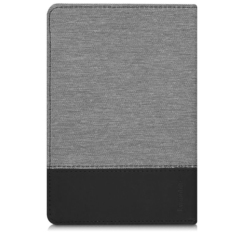 Laptop, Telefoane si Tablete - Ebook reader si accesorii - Accesorii eBook Reader - Husa eBook Kwmobile pentru PocketBook Touch Lux 3, Touch Lux 2, Basic Lux, Basic 3, piele ecologica, panza, gri, negru - Infinity.ro