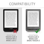 Laptop, Telefoane si Tablete - Ebook reader si accesorii - Accesorii eBook Reader - Husa eBook Kwmobile pentru PocketBook Touch Lux 3, Touch Lux 2, Basic Lux, Basic 3, piele ecologica, panza, gri, negru - Infinity.ro