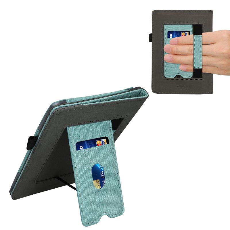 Laptop, Telefoane si Tablete - Ebook reader si accesorii - Accesorii eBook Reader - Husa eBook Reader Kwmobile pentru PocketBook InkPad 4, Color 3, Color 2, Vivlio InkPad 4, piele ecologica, verde, gri - Infinity.ro