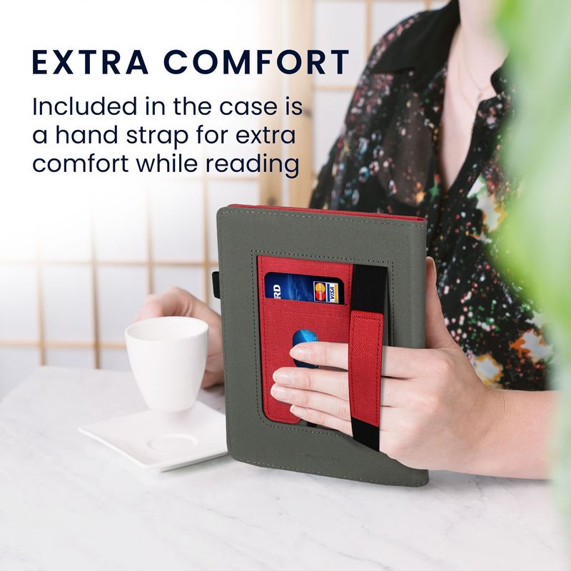 Laptop, Telefoane si Tablete - Ebook reader si accesorii - Accesorii eBook Reader - Husa eBook Reader Kwmobile pentru PocketBook InkPad 4, Color 3, Color 2, Vivlio InkPad 4, piele ecologica, rosu, gri - Infinity.ro