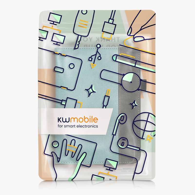 Laptop, Telefoane si Tablete - Ebook reader si accesorii - Accesorii eBook Reader - Husa eBook Reader Kwmobile pentru PocketBook InkPad 4, Color 3, Color 2, Vivlio InkPad 4, piele ecologica, verde, gri - Infinity.ro