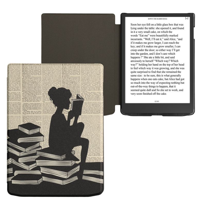 Laptop, Telefoane si Tablete - Ebook reader si accesorii - Accesorii eBook Reader - Husa eBook Kwmobile pentru PocketBook InkPad 4, Color 3, Color 2, Vivlio InkPad 4, piele ecologica, negru, bej - Infinity.ro