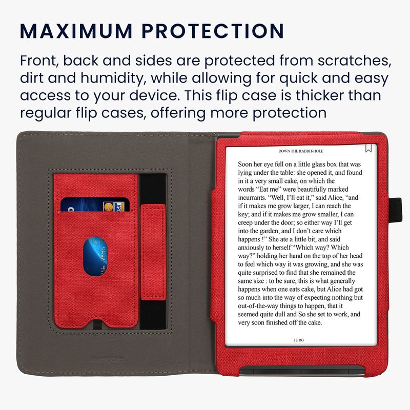 Laptop, Telefoane si Tablete - Ebook reader si accesorii - Accesorii eBook Reader - Husa eBook Reader Kwmobile pentru PocketBook InkPad 4, Color 3, Color 2, Vivlio InkPad 4, piele ecologica, rosu, gri - Infinity.ro