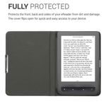 Laptop, Telefoane si Tablete - Ebook reader si accesorii - Accesorii eBook Reader - Husa eBook Kwmobile pentru PocketBook Touch Lux 3, Touch Lux 2, Basic Lux, Basic 3, piele ecologica, panza, gri antracit - Infinity.ro