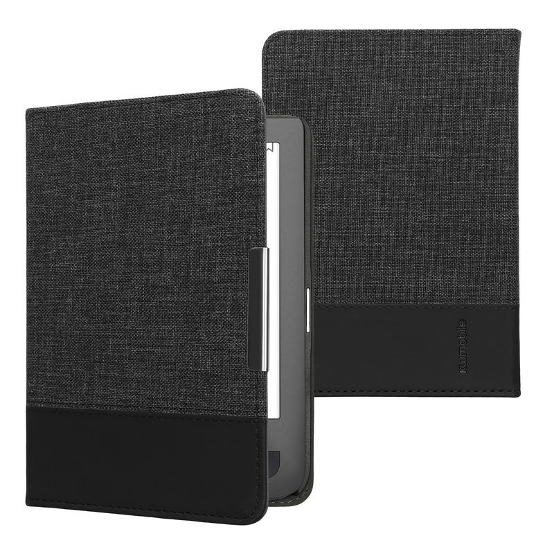 Laptop, Telefoane si Tablete - Ebook reader si accesorii - Accesorii eBook Reader - Husa eBook Kwmobile pentru PocketBook Touch Lux 3, Touch Lux 2, Basic Lux, Basic 3, piele ecologica, panza, gri antracit - Infinity.ro