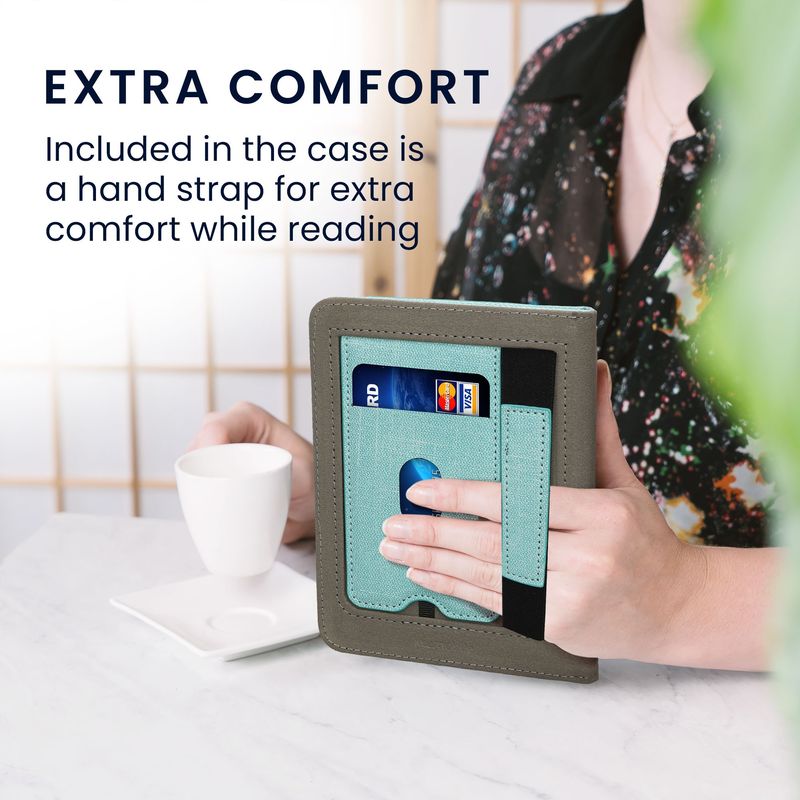Laptop, Telefoane si Tablete - Ebook reader si accesorii - Accesorii eBook Reader - Husa Kwmobile pentru Amazon Kindle 11 (2022), Kindle 11 (2024), inchidere magnetica, piele ecologica, verde, gri - Infinity.ro