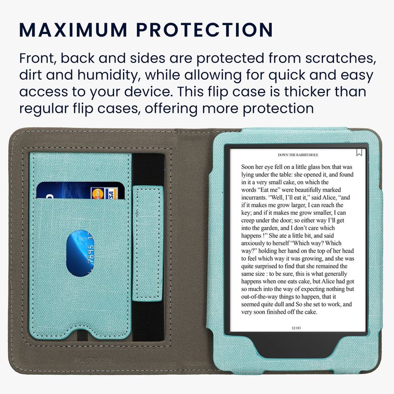Laptop, Telefoane si Tablete - Ebook reader si accesorii - Accesorii eBook Reader - Husa Kwmobile pentru Amazon Kindle 11 (2022), Kindle 11 (2024), inchidere magnetica, piele ecologica, verde, gri - Infinity.ro