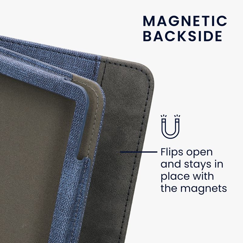 Laptop, Telefoane si Tablete - Ebook reader si accesorii - Accesorii eBook Reader - Husa Kwmobile pentru Amazon Kindle 11 (2022), Kindle 11 (2024), inchidere magnetica, piele ecologica, albastru, gri - Infinity.ro
