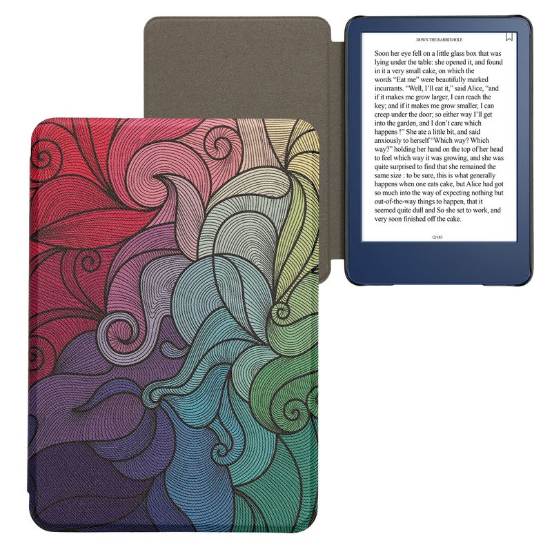 Laptop, Telefoane si Tablete - Ebook reader si accesorii - Accesorii eBook Reader - Husa Kwmobile pentru Amazon Kindle 11 (2022), Kindle 11 (2024), functie Sleep/Wake, piele ecologica, multicolor - Infinity.ro