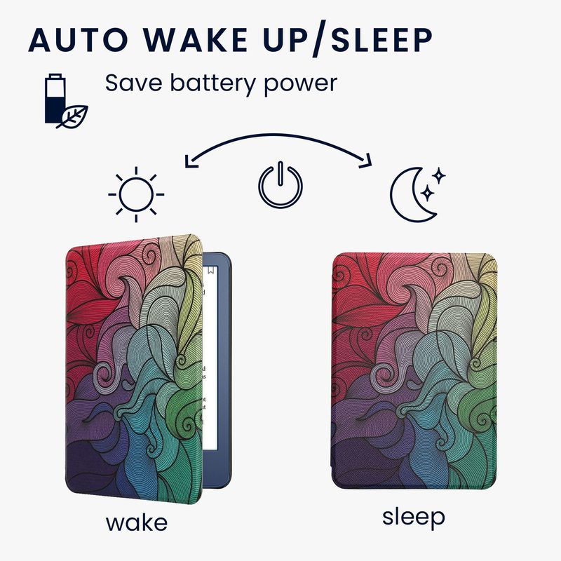 Laptop, Telefoane si Tablete - Ebook reader si accesorii - Accesorii eBook Reader - Husa Kwmobile pentru Amazon Kindle 11 (2022), Kindle 11 (2024), functie Sleep/Wake, piele ecologica, multicolor - Infinity.ro
