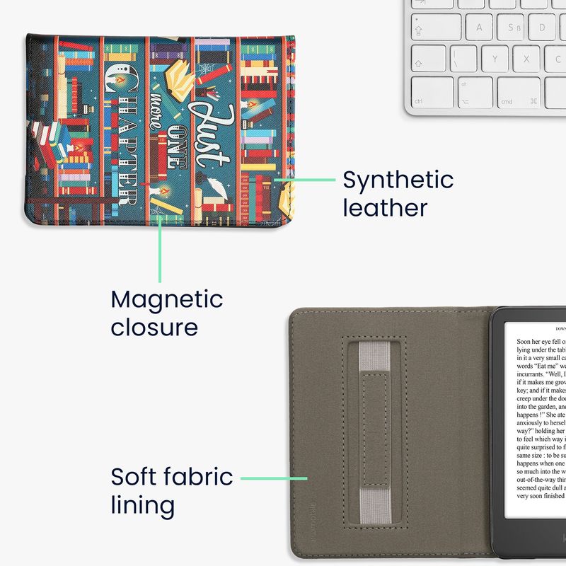 Laptop, Telefoane si Tablete - Ebook reader si accesorii - Accesorii eBook Reader - Husa Kwmobile pentru Amazon Kindle 11 (2022), Kindle 11 (2024), curea de mana, piele ecologica, multicolor - Infinity.ro
