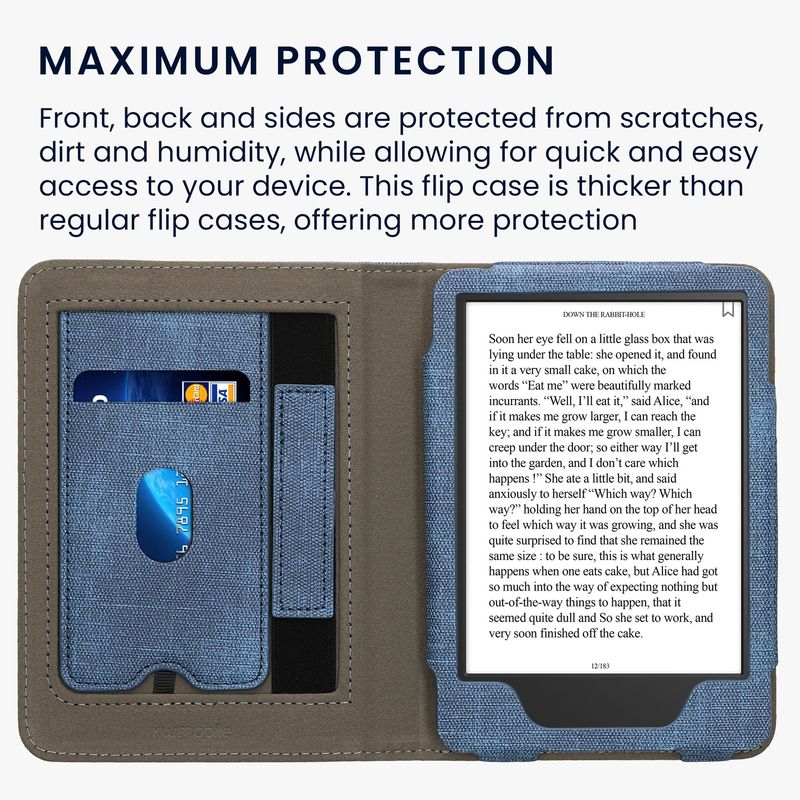 Laptop, Telefoane si Tablete - Ebook reader si accesorii - Accesorii eBook Reader - Husa Kwmobile pentru Amazon Kindle 11 (2022), Kindle 11 (2024), inchidere magnetica, piele ecologica, albastru, gri - Infinity.ro
