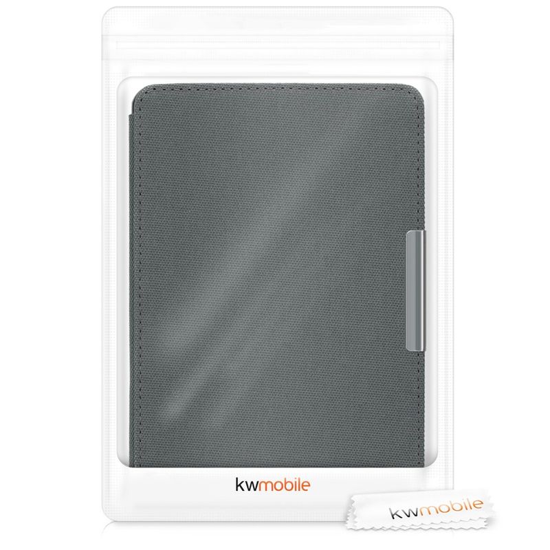 Laptop, Telefoane si Tablete - Ebook reader si accesorii - Accesorii eBook Reader - Husa Kwmobile pentru Amazon Kindle Paperwhite 1, 2, 3 (2012-2017), inchidere magnetica, functie Sleep/Wake, nailon, gri - Infinity.ro
