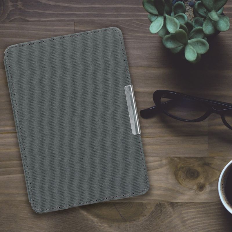 Laptop, Telefoane si Tablete - Ebook reader si accesorii - Accesorii eBook Reader - Husa Kwmobile pentru Amazon Kindle Paperwhite 1, 2, 3 (2012-2017), inchidere magnetica, functie Sleep/Wake, nailon, gri - Infinity.ro