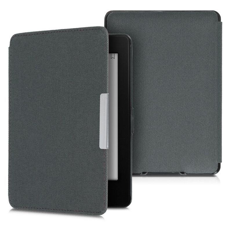 Laptop, Telefoane si Tablete - Ebook reader si accesorii - Accesorii eBook Reader - Husa Kwmobile pentru Amazon Kindle Paperwhite 1, 2, 3 (2012-2017), inchidere magnetica, functie Sleep/Wake, nailon, gri - Infinity.ro