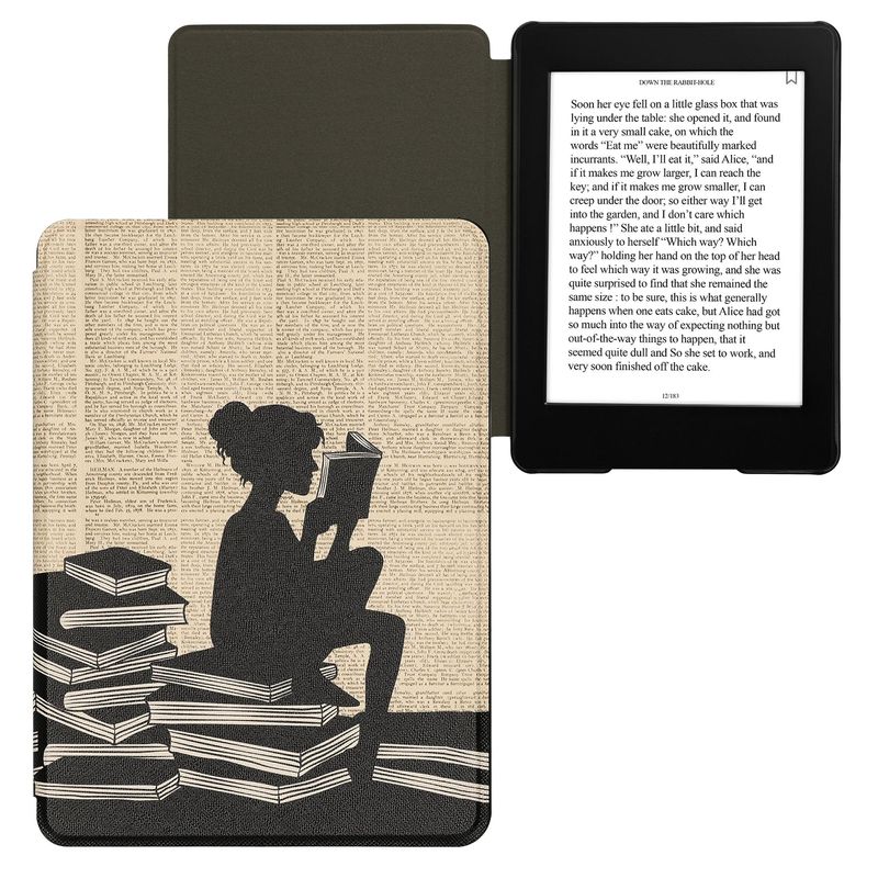 Laptop, Telefoane si Tablete - Ebook reader si accesorii - Accesorii eBook Reader - Husa Kwmobile pentru Amazon Kindle Paperwhite 11, Signature Edition, Paperwhite Kids, antisoc, negru, bej - Infinity.ro